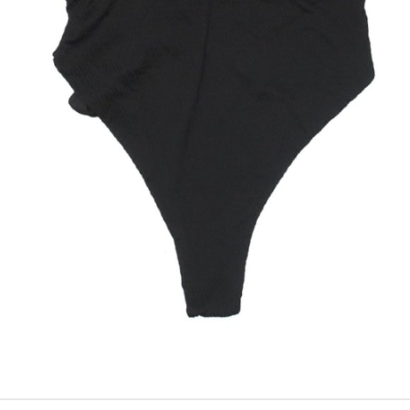 Black Crinkle Cut Out Belted Swimsuit - NWT - Picture 12 of 12